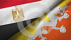 Egypt and Bhutan two flags textile cloth, fabric texture