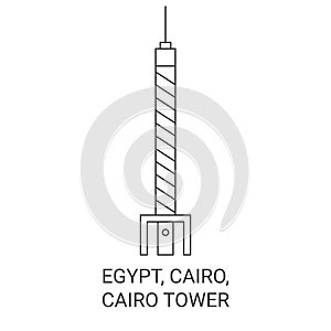 Egypt, Cairo, Cairo Tower travel landmark vector illustration