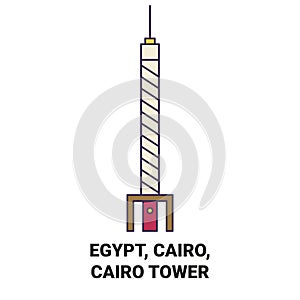 Egypt, Cairo, Cairo Tower travel landmark vector illustration