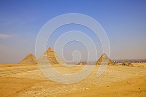 Egypt, Cairo - Giza. General view of pyramids