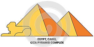 Egypt, Cairo, Giza Pyramid Complex travel landmark vector illustration