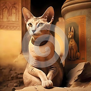 Egypt Cat Close Up. Generative AI