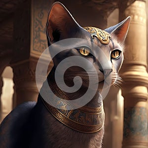 Egypt Cat Close Up. Generative AI