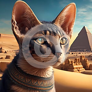 Egypt Cat Close Up. Generative AI