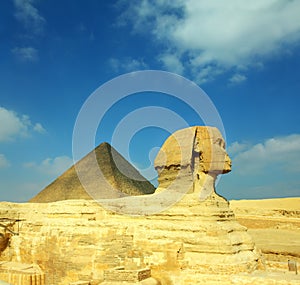 Egypt Cheops pyramid and sphinx