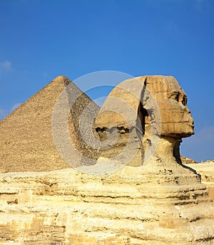 Egypt Cheops pyramid and sphinx