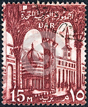 EGYPT - CIRCA 1959: A stamp printed in Egypt shows Umayyad Mosque, Damascus, circa 1959.