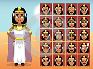 Egypt Cleopatra Cartoon Emotion faces Vector Illustration