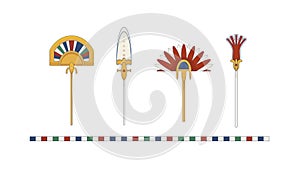 Egypt color fan set. Egypt ornamental fan composition, ornamental element of Ancient Egypt.