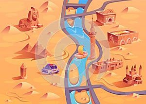 Egypt desert map background for game level scene
