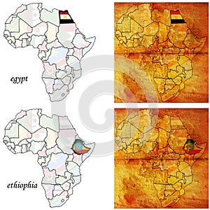 Egypt&ethiophia on africa map