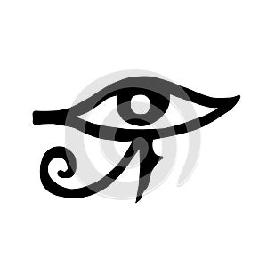 Egypt eye in cartoon flast style. Black color