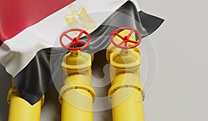 Egypt flag covering an oil and gas fuel pipe line. Oil industry concept. 3D Rendering