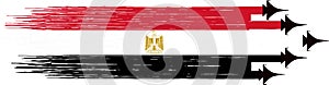 Egypt  flag with military fighter jets isolated  on png or transparent ,Symbols of Egypt,template for banner,card,advertising,