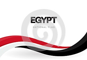 Egypt flag, wavy ribbon with colors of Egyptian national flag on white background for Independence Day or national