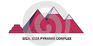 Egypt, Giza, Giza Pyramid Complex, travel landmark vector illustration