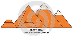 Egypt, Giza, Giza Pyramid Complex travel landmark vector illustration