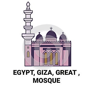 Egypt, Giza, Great , Mosque travel landmark vector illustration