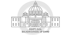 Egypt, Giza, Saladin Citadel Of Cairo travel landmark vector illustration