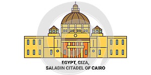 Egypt, Giza, Saladin Citadel Of Cairo travel landmark vector illustration