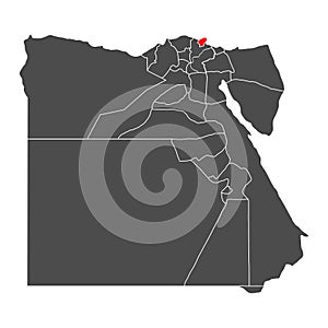 Egypt high detailed map Damietta, geography graphic country,  africa  border vector illustration