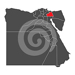 Egypt high detailed map Ismailia, geography graphic country,  africa  border vector illustration