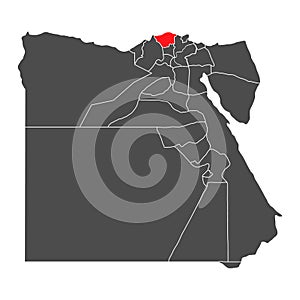 Egypt high detailed map Kafr el-Sheikh, geography graphic country,  africa  border vector illustration