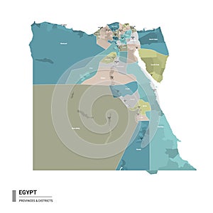 Egypt higt detailed map with subdivisions