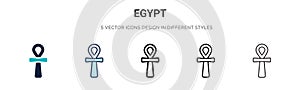 Egypt icon in filled, thin line, outline and stroke style. Vector illustration of two colored and black egypt vector icons designs