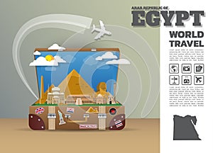 Egypt Landmark Global Travel And Journey Infographic luggage.3D
