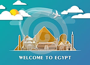 Egypt Landmark Global Travel And Journey paper background. Vector Design Template.used for your advertisement, book, banner, temp