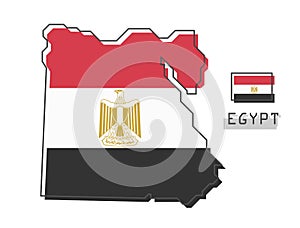 Egypt map and flag . Modern simple line cartoon design . Vector