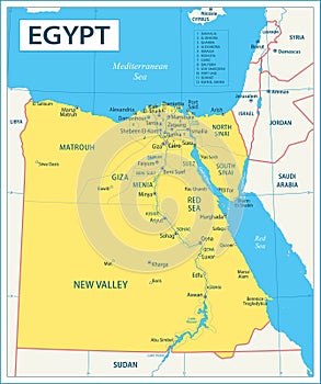 Egypt map - highly detailed vector illustration