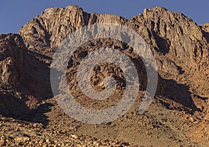 Egypt. Mount Sinai in the morning in the bright sun. Mount Horeb, Gabal Musa, Moses Mount.