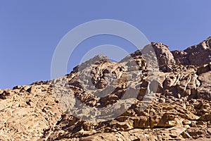 Egypt. Mount Sinai in the morning in the bright sun. Mount Horeb, Gabal Musa, Moses Mount.