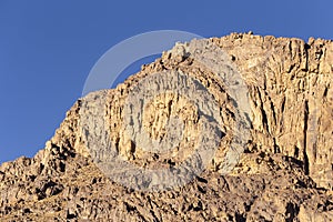 Egypt. Mount Sinai in the morning in the bright sun. Mount Horeb, Gabal Musa, Moses Mount.