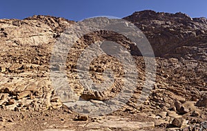 Egypt. Mount Sinai in the morning in the bright sun. Mount Horeb, Gabal Musa, Moses Mount. photo