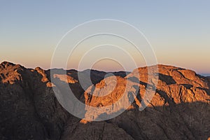 Egypt. Mount Sinai in the morning at sunrise. Moses Mount