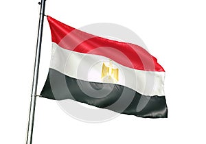 Egypt national flag waving isolated on white background realistic 3d illustration