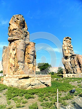 Egypt, North Africa, The Colossi of Memnon, Thebes, city of Luxor (2)