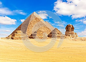 The Egypt Pyramid Complex and the Great Sphinx in the Giza necropolis
