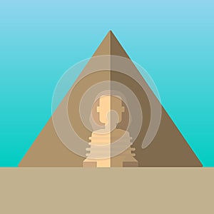Egypt pyramids and Great Sphinx in Giza vector illustration.