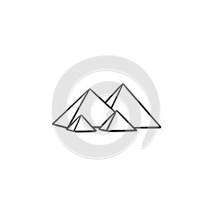 Egypt pyramids hand drawn outline doodle icon.