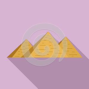 Egypt pyramids icon, flat style