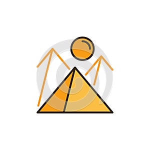 Egypt Pyramids and Sun vector Egyptian Landscape colored icon