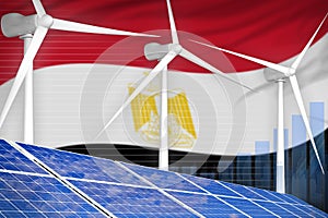 Egypt solar and wind energy digital graph concept - renewable natural energy industrial illustration. 3D Illustration