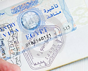 Egypt visa in the passport