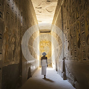egypt walking inside ancient temple with pictographs