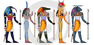 Egyptian ancient symbol.Religion icon.Thoth.Khnum.Isis.Sobek.Nut