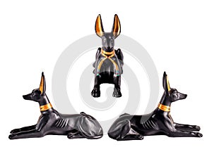 Egyptian Anubis Statue isolated on white background .